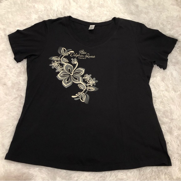 Dolphin Quest Hawaii t-shirt womens size XL Black - Picture 1 of 6